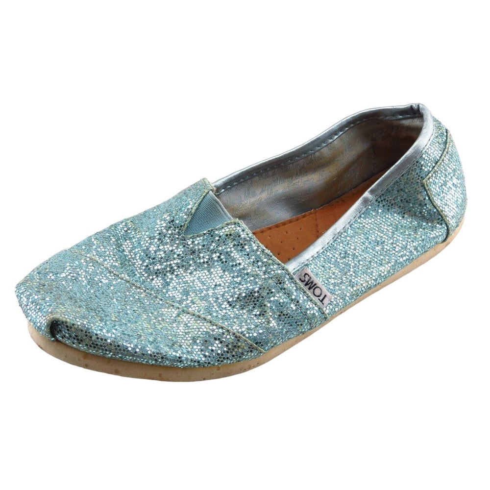 Toms Size 5 M Blue Round Toe flats Fabric Women